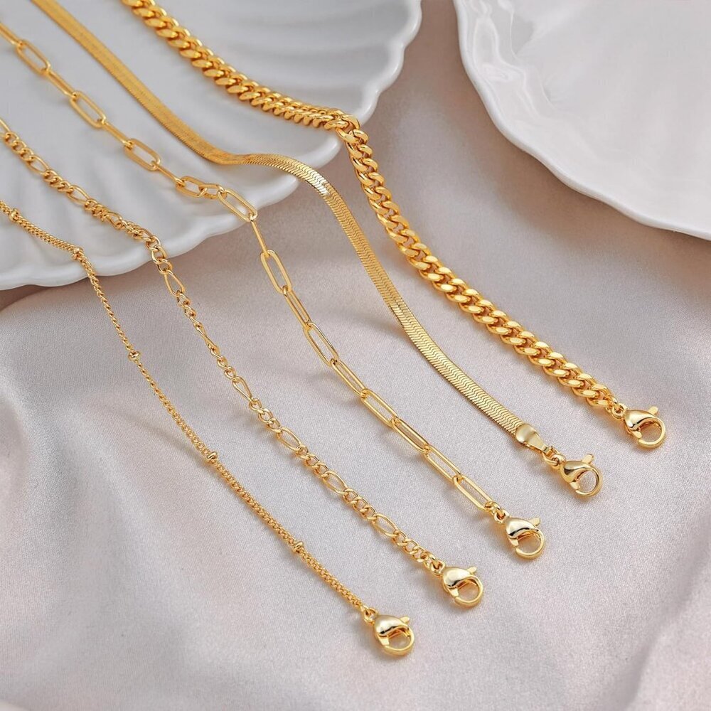 Women's Gold Bracelets for Waterproof 14K Gold Plated Jewelry Sets Trendy - Picture 5 of 7